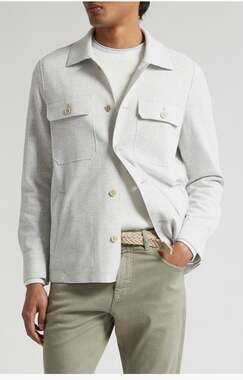 Eleventy 4 Pocket Shirt Jacket in Light Grey Plaid IT 48 US 38 M